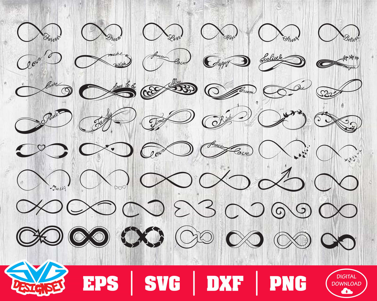 Infinit Dxf Infinity Svg, Dxf, Eps, Png, Clipart, Silhouette and Cutfiles