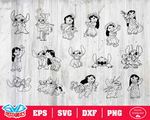 Lilo and Stitch Svg, Dxf, Eps, Png, Clipart, Silhouette and Cutfiles #2 - SVGDesignSets