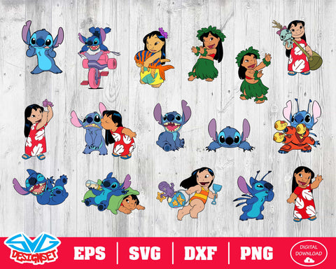 Lilo and Stitch Svg, Dxf, Eps, Png, Clipart, Silhouette and Cutfiles #1 - SVGDesignSets