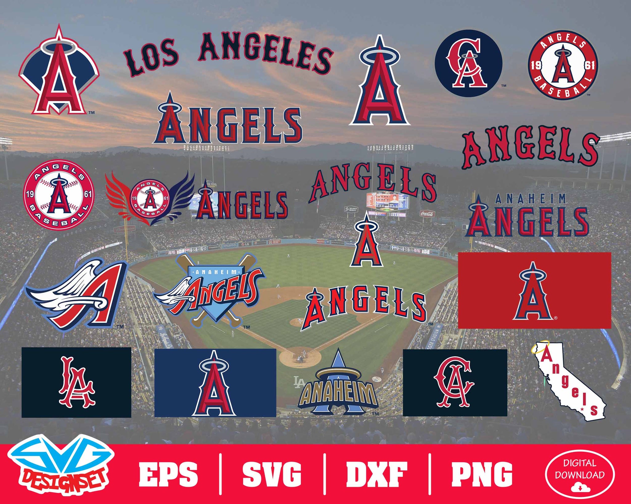 Los Angeles Angels Team Svg, Dxf, Eps, Png, Clipart, Silhouette and Cutfiles - SVGDesignSets