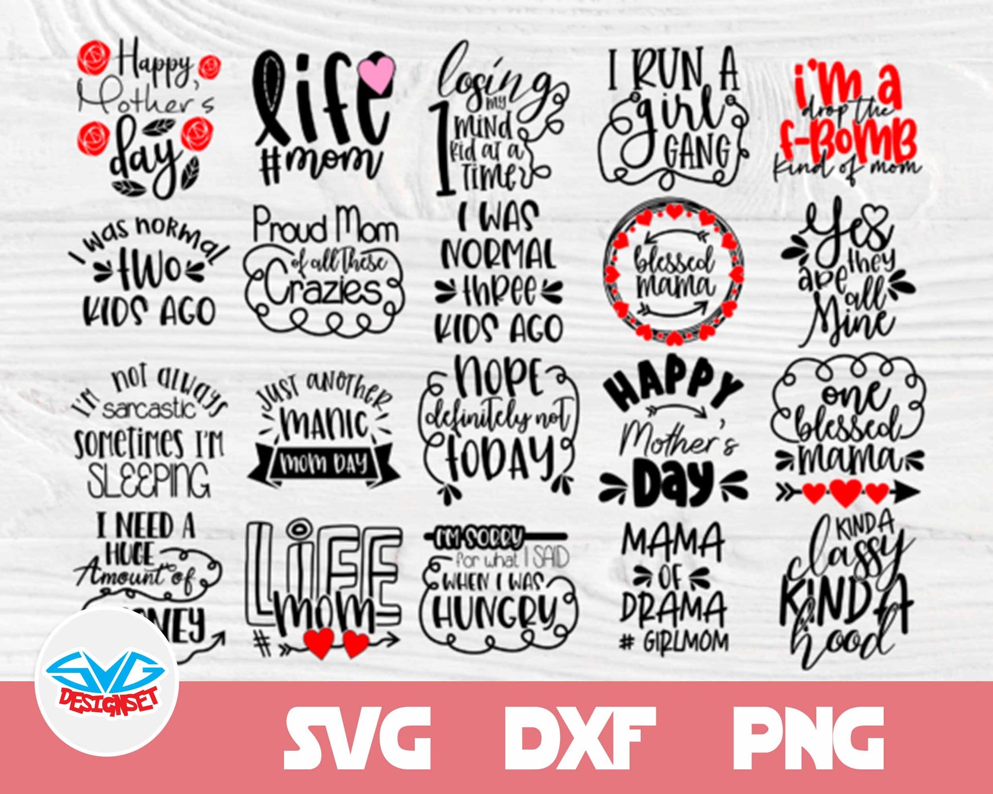 Mother's Day Svg, Dxf, Eps, Png, Clipart, Silhouette and Cutfiles #2 - SVGDesignSets