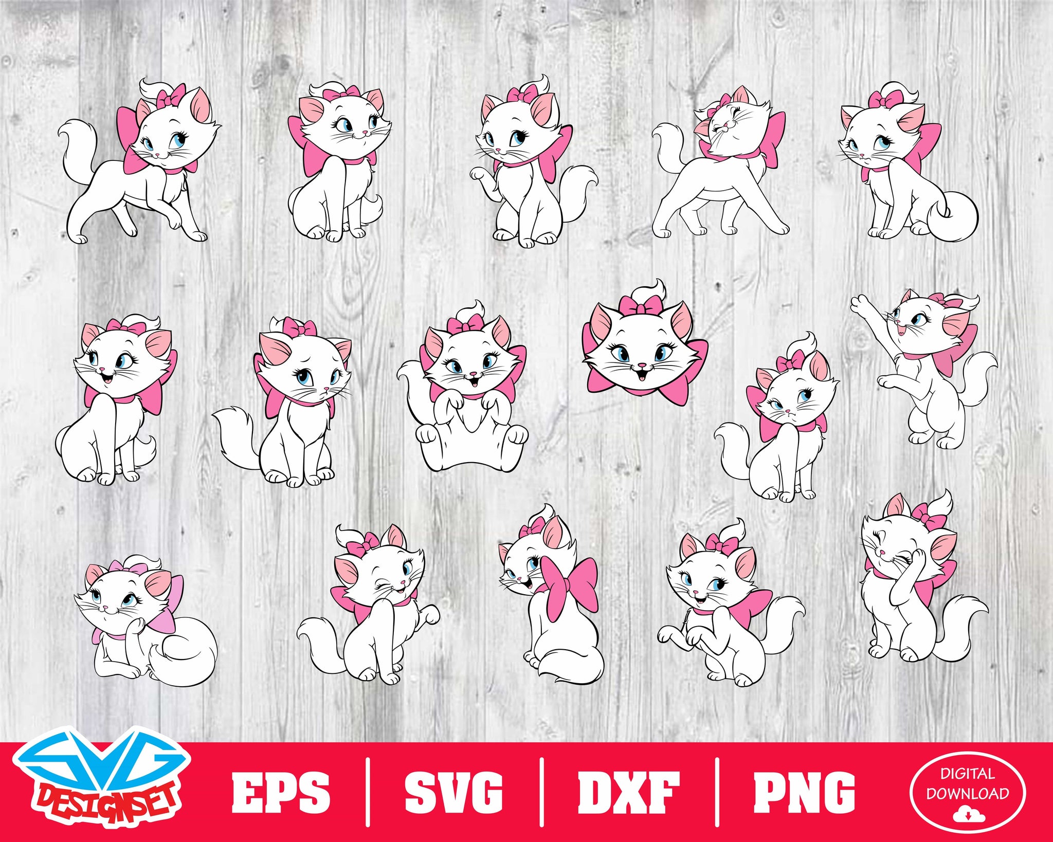 Marie Cat Svg, Dxf, Eps, Png, Clipart, Silhouette and Cutfiles