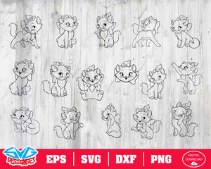 Marie Cat Svg, Dxf, Eps, Png, Clipart, Silhouette and Cutfiles #2 - SVGDesignSets