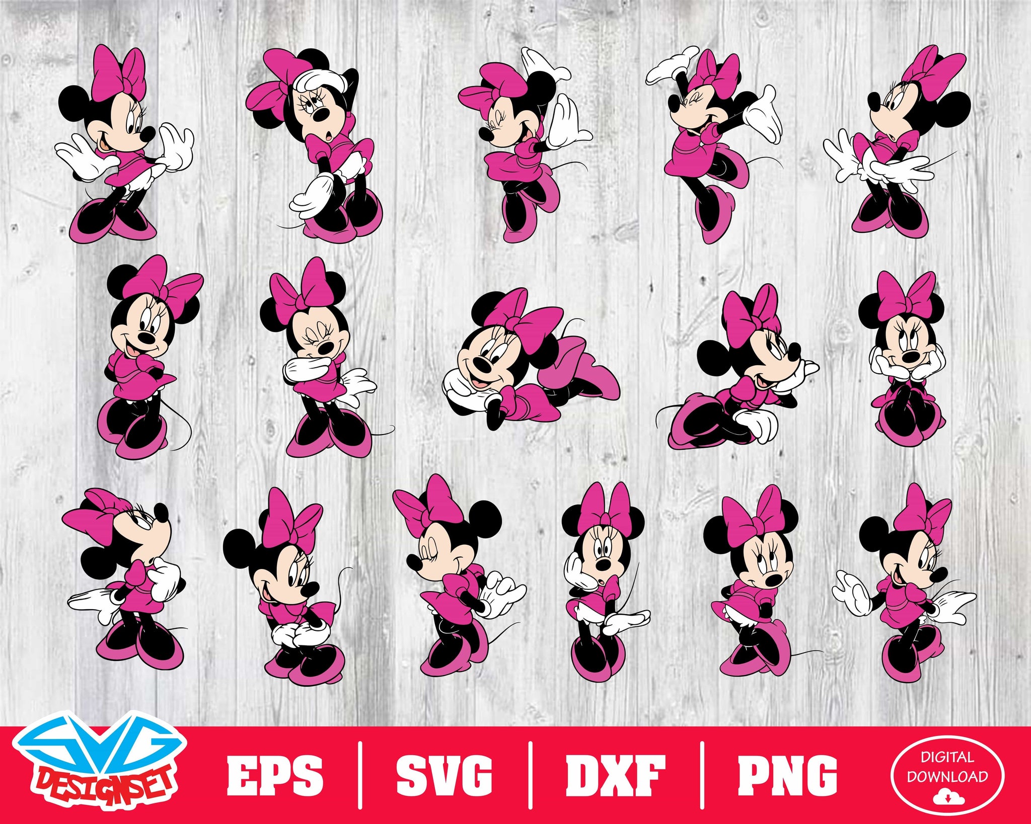 Minnie mouse Svg, Dxf, Eps, Png, Clipart, Silhouette and Cutfiles #1 - SVGDesignSets