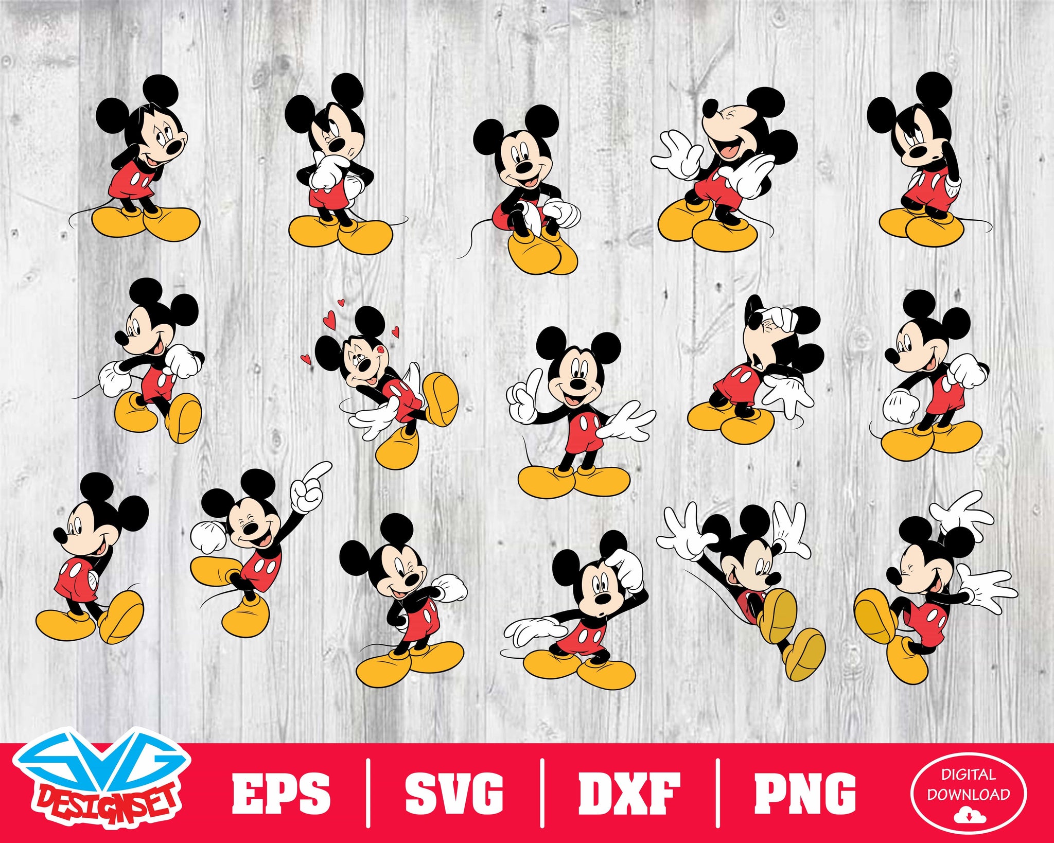 Mickey Mouse Svg, Dxf, Eps, Png, Clipart, Silhouette and Cutfiles #1 - SVGDesignSets