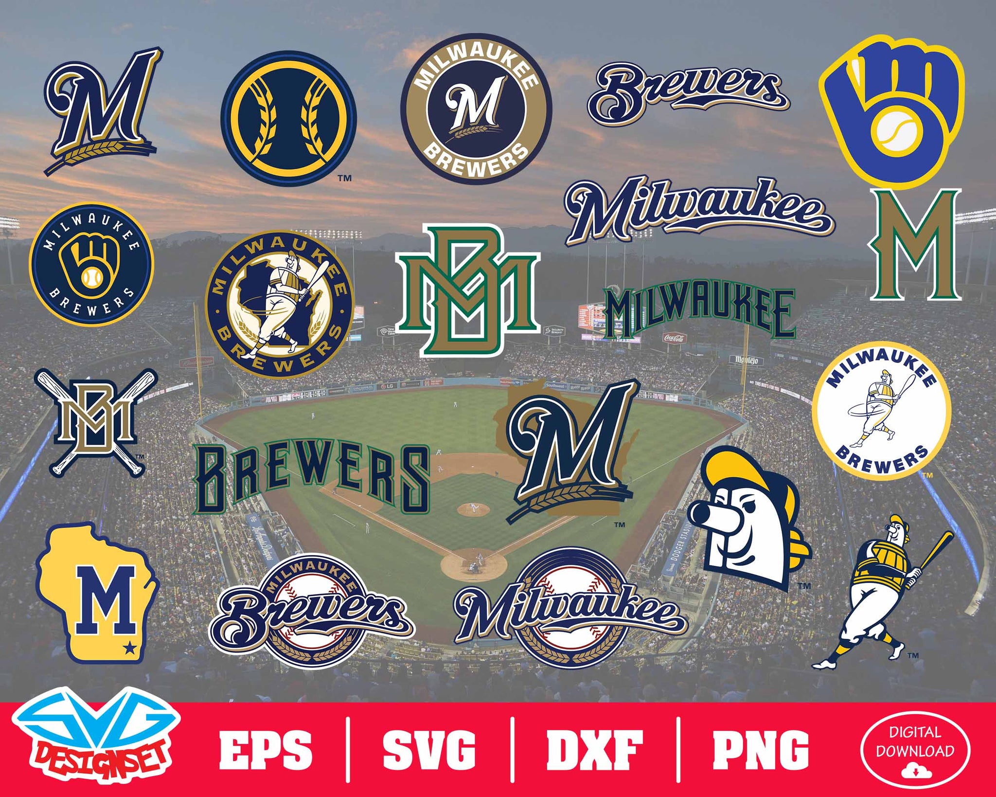Milwaukee Brewers Team Svg, Dxf, Eps, Png, Clipart, Silhouette and Cutfiles - SVGDesignSets
