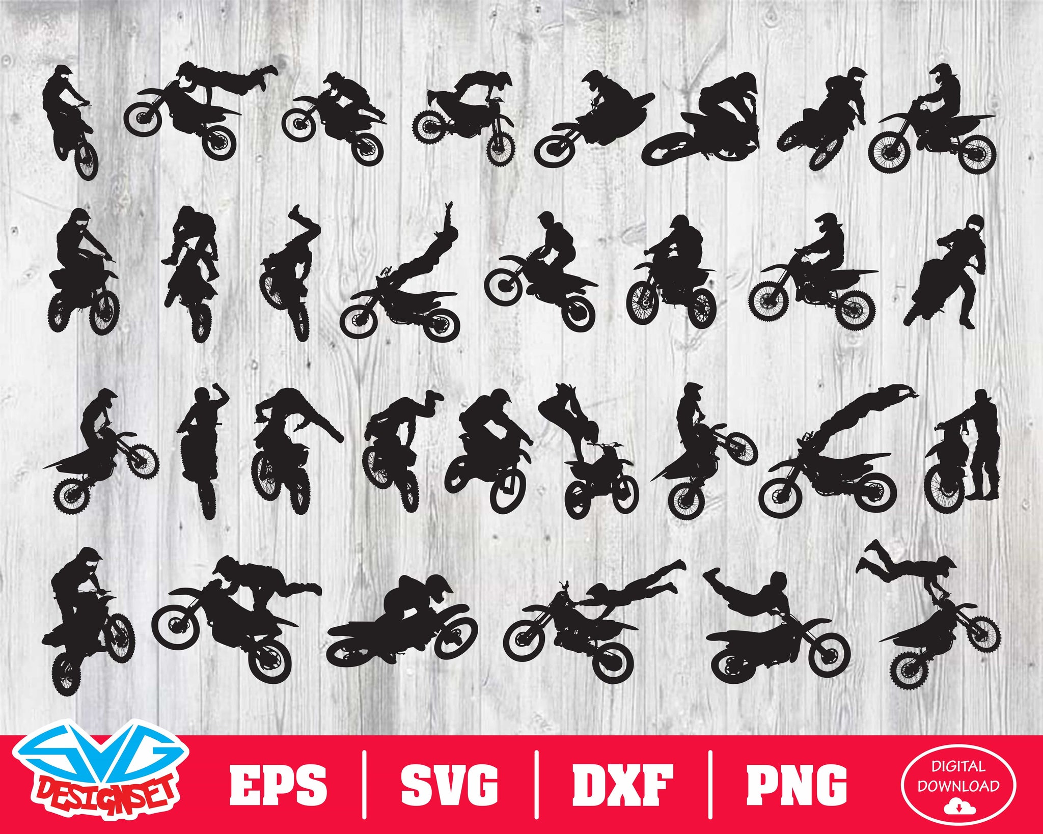 Motocross Svg, Dxf, Eps, Png, Clipart, Silhouette and Cutfiles - SVGDesignSets