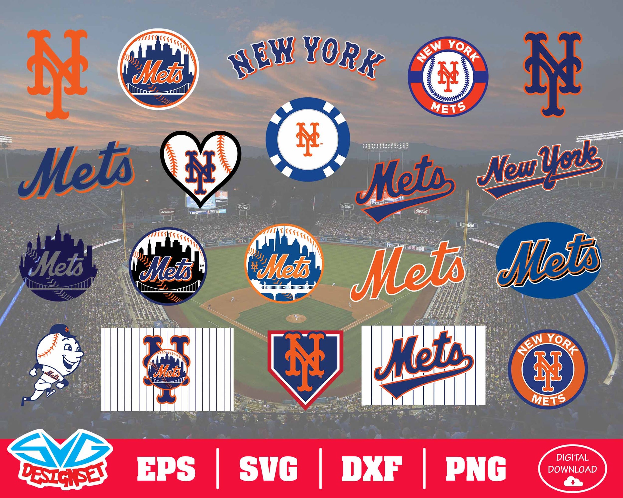 New York Mets Team Svg, Dxf, Eps, Png, Clipart, Silhouette and Cutfiles - SVGDesignSets