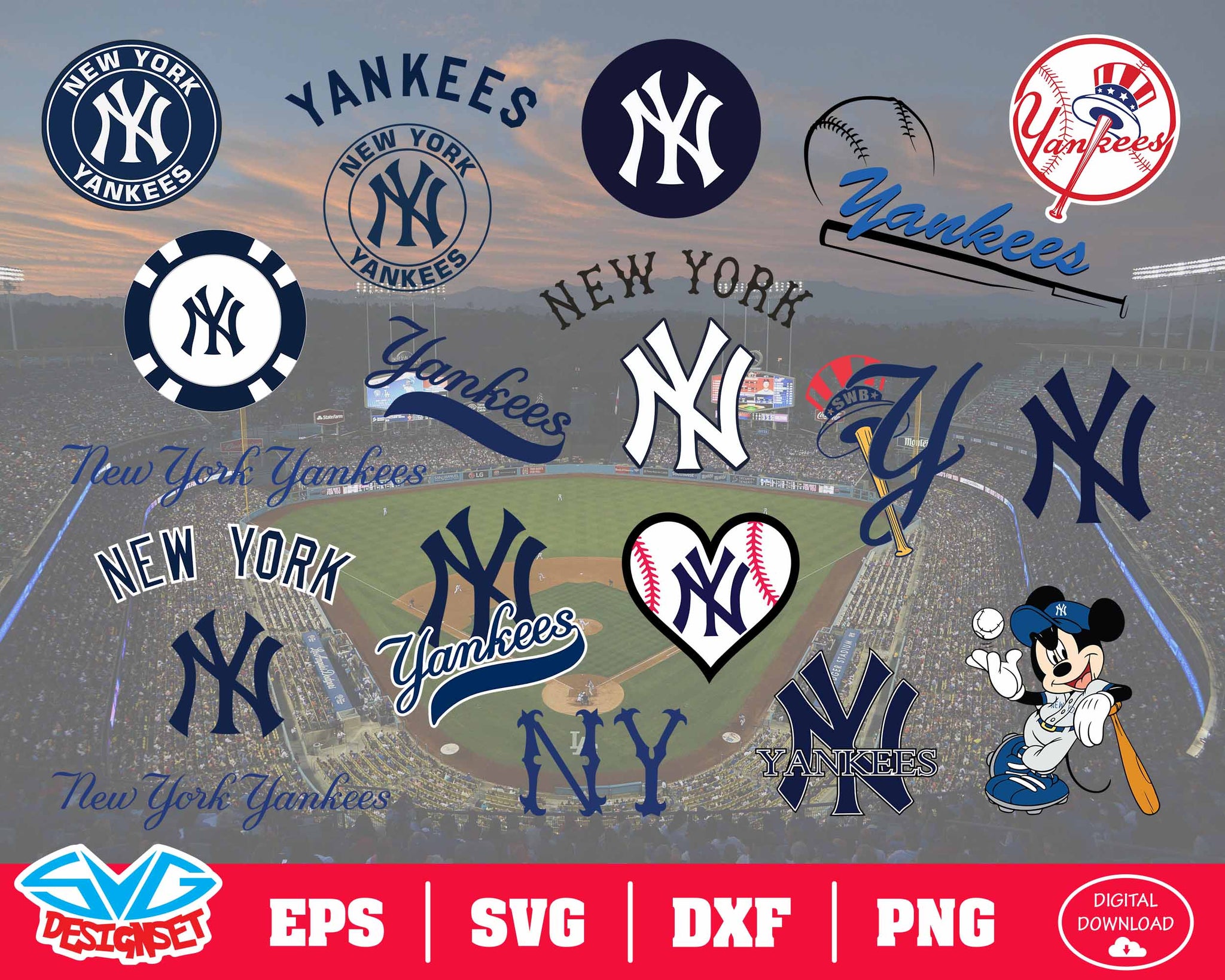 New York Yankees Team Svg, Dxf, Eps, Png, Clipart, Silhouette and Cutfiles - SVGDesignSets