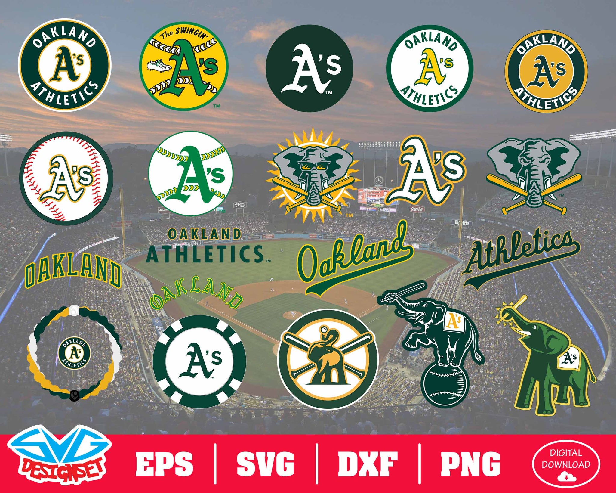 Oakland Athletics Team Svg, Dxf, Eps, Png, Clipart, Silhouette and Cutfiles - SVGDesignSets
