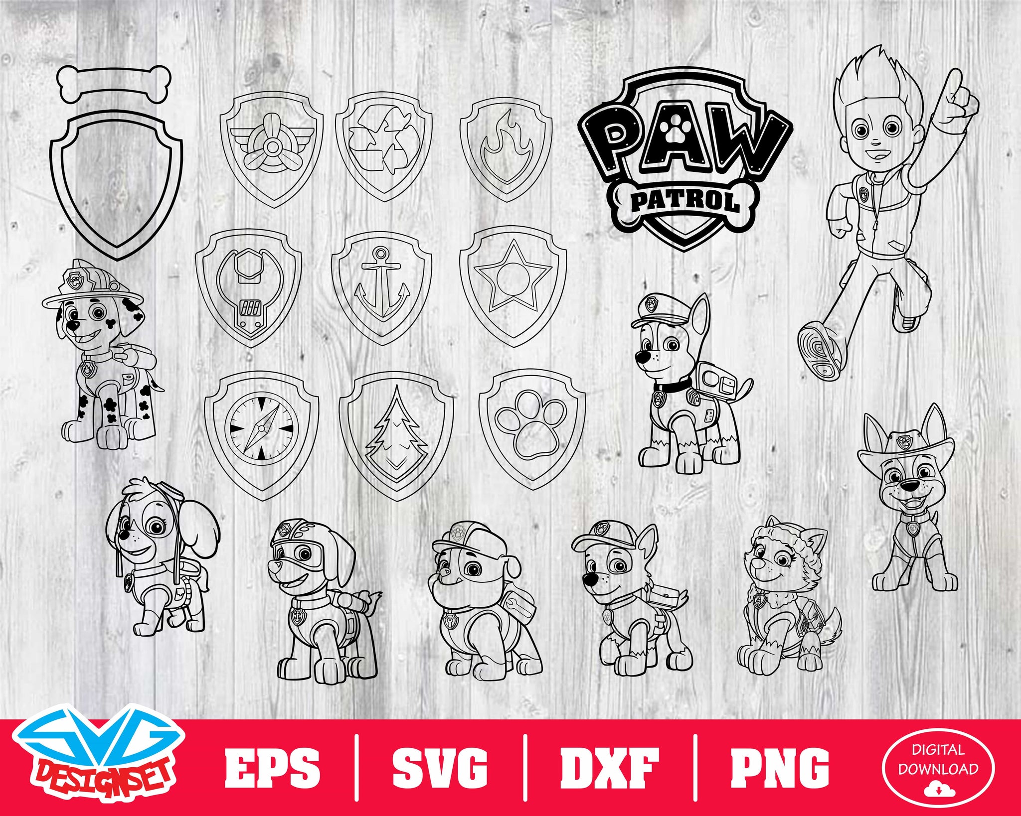 Paw Patrol Svg, Dxf, Eps, Png, Clipart, Silhouette and Cutfiles #2 - SVGDesignSets
