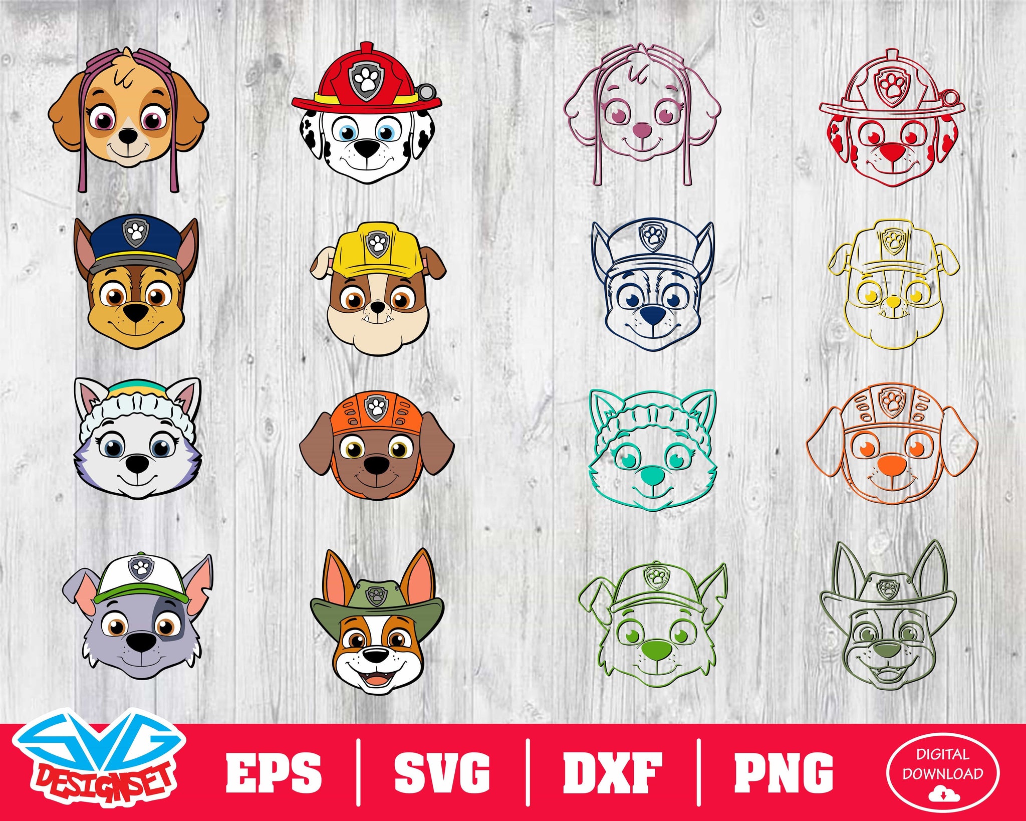 Paw patrol face Svg, Dxf, Eps, Png, Clipart, Silhouette and Cutfiles - SVGDesignSets
