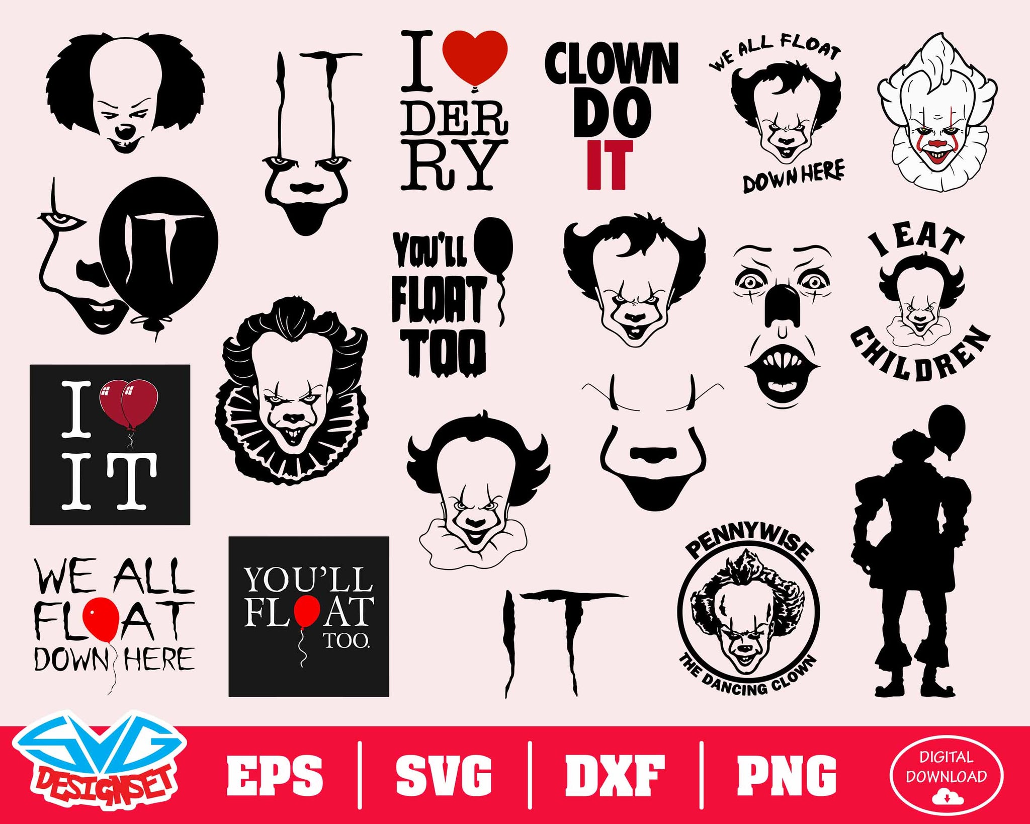 Pennywise Svg, Dxf, Eps, Png, Clipart, Silhouette and Cutfiles #3 - SVGDesignSets