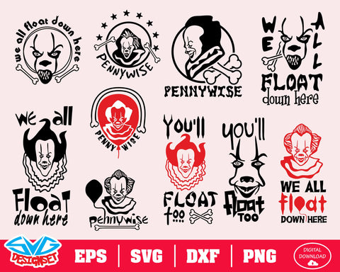 Pennywise Svg, Dxf, Eps, Png, Clipart, Silhouette and Cutfiles #4 - SVGDesignSets