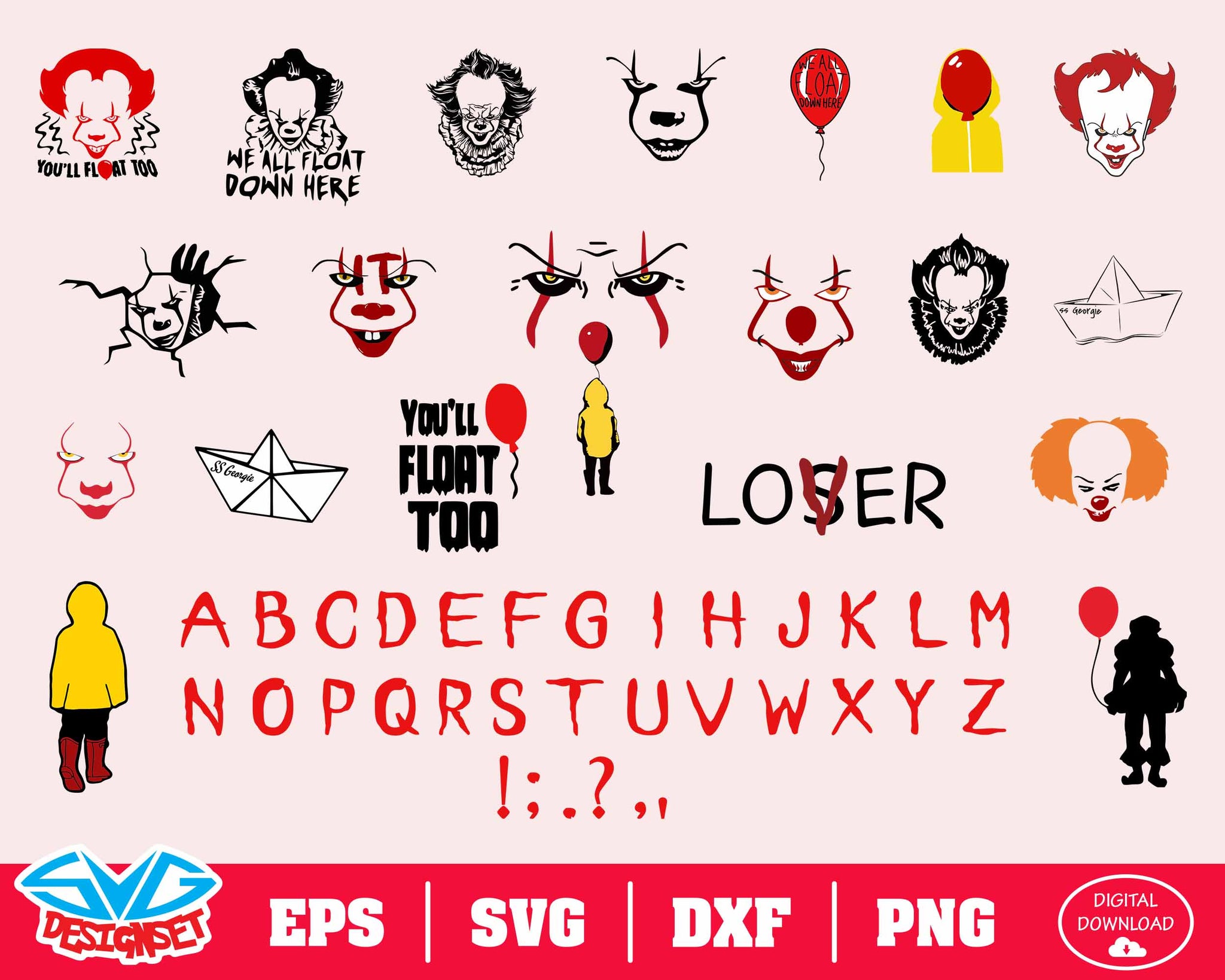 Pennywise Svg, Dxf, Eps, Png, Clipart, Silhouette and Cutfiles #1 - SVGDesignSets