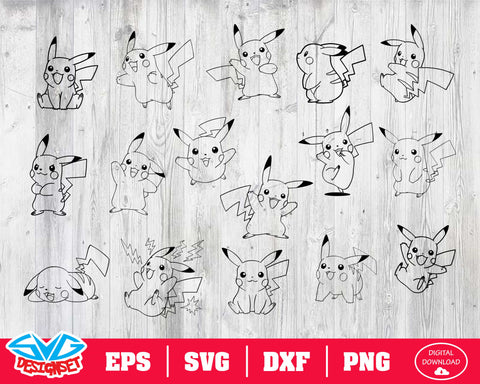 Pikachu Svg, Dxf, Eps, Png, Clipart, Silhouette and Cutfiles #2 - SVGDesignSets