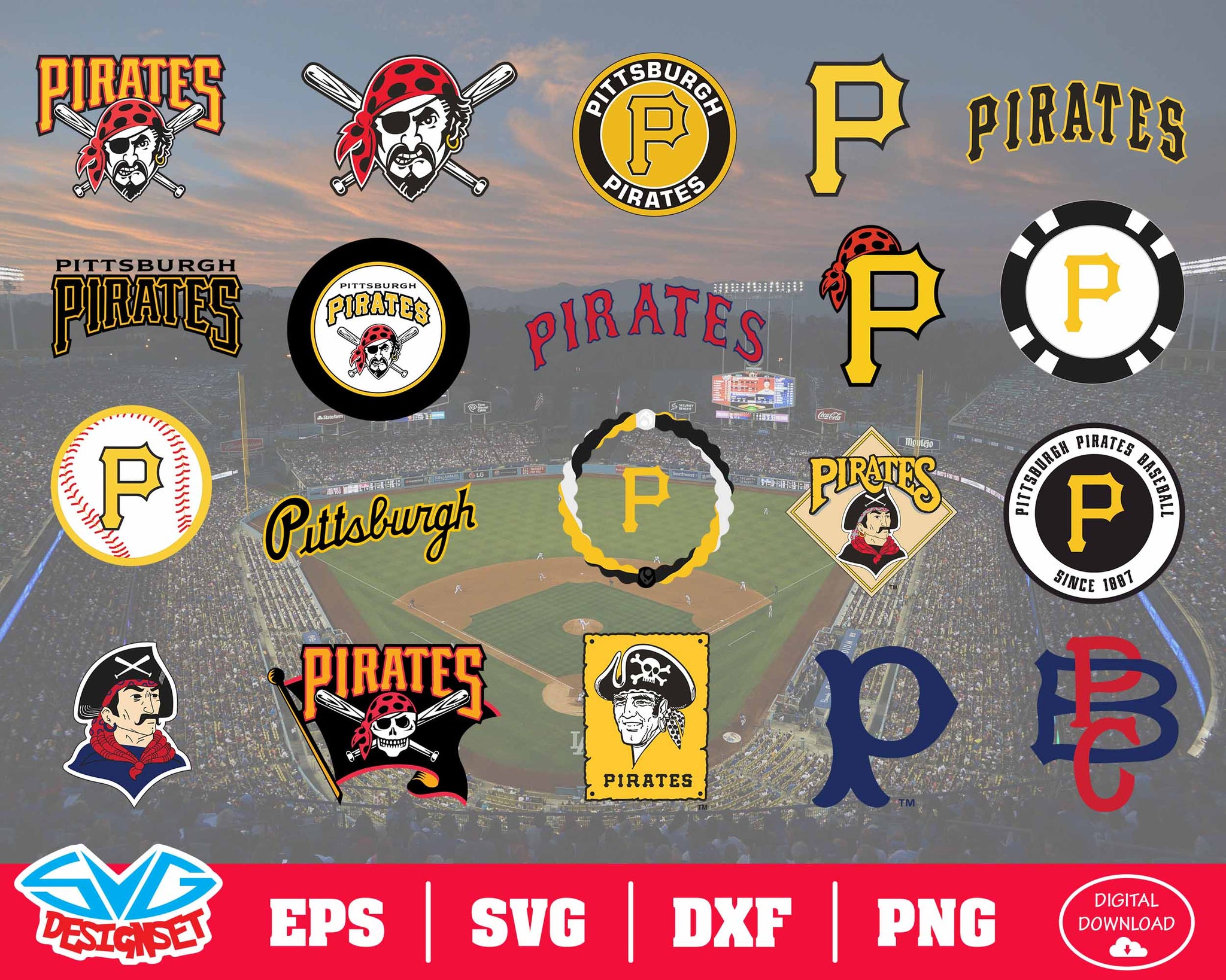 Pittsburgh Pirates SVG File – Vector Design in, Svg, Eps, Dxf, and Jpeg  Format for Cricut and Silhouette, Digital download – SVG Shop