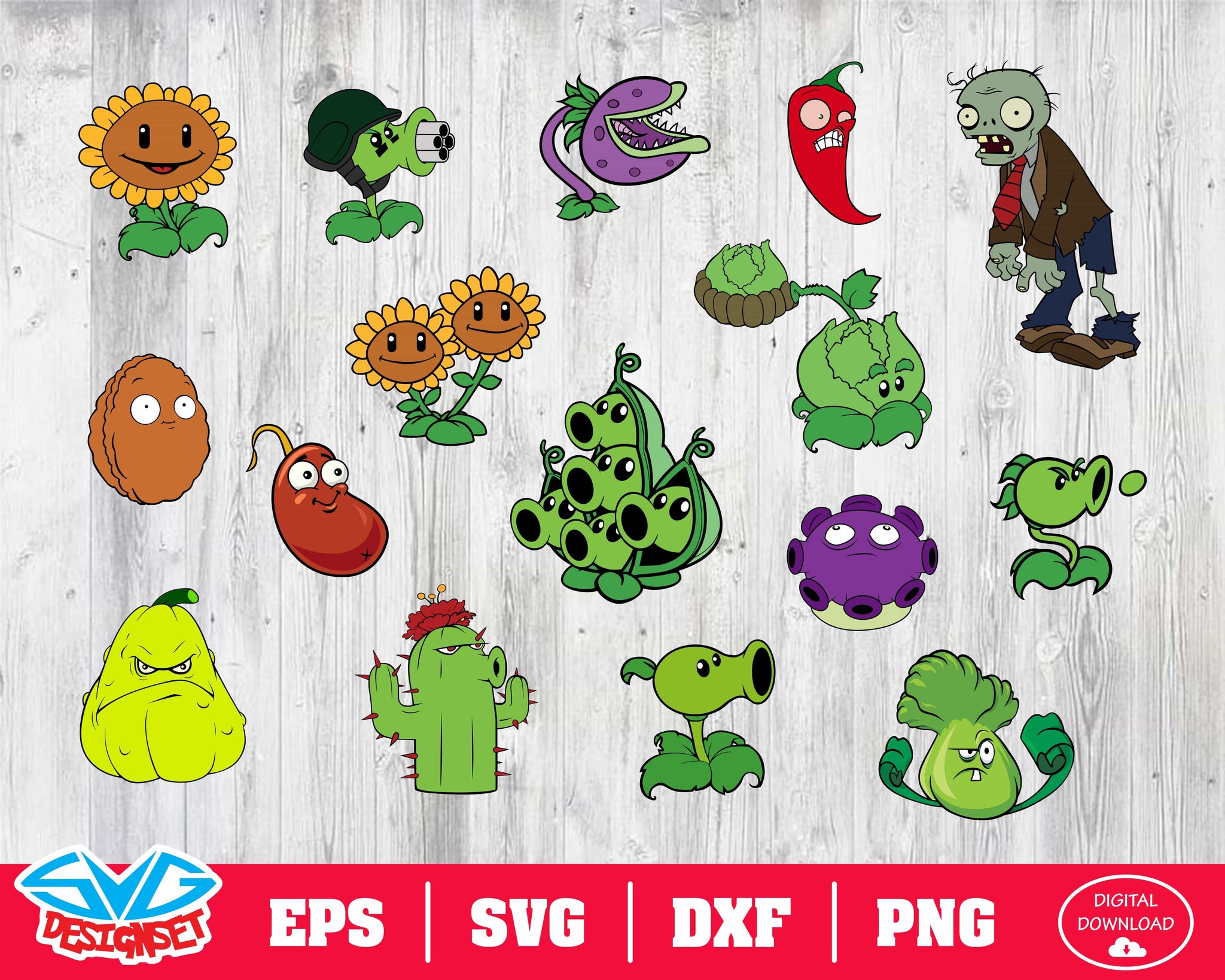 Plants vs Zombies Svg, Dxf, Eps, Png, Clipart, Silhouette and Cutfiles