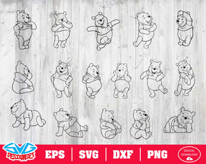 Pooh bear Svg, Dxf, Eps, Png, Clipart, Silhouette and Cutfiles #2 - SVGDesignSets