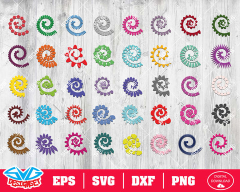 Rolled flowers Svg, Dxf, Eps, Png, Clipart, Silhouette and Cutfiles #2 - SVGDesignSets