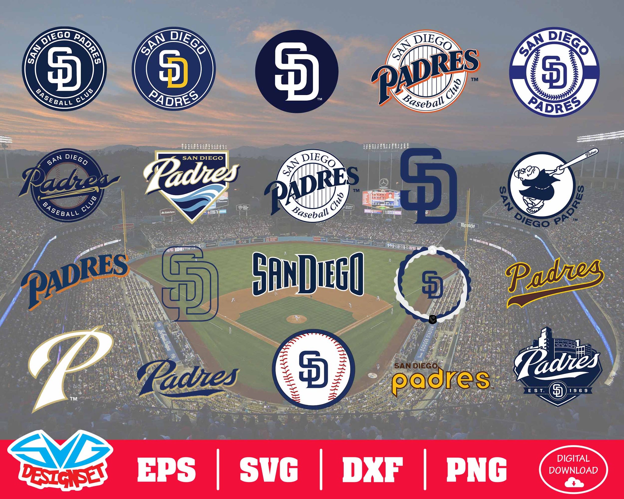 San Diego Padres Team Svg, Dxf, Eps, Png, Clipart, Silhouette and Cutfiles - SVGDesignSets