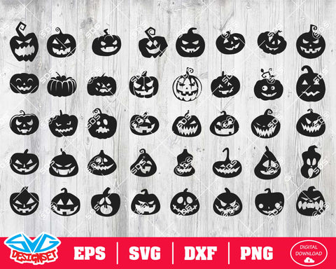 Scary pumpkins Svg, Dxf, Eps, Png, Clipart, Silhouette and Cutfiles - SVGDesignSets