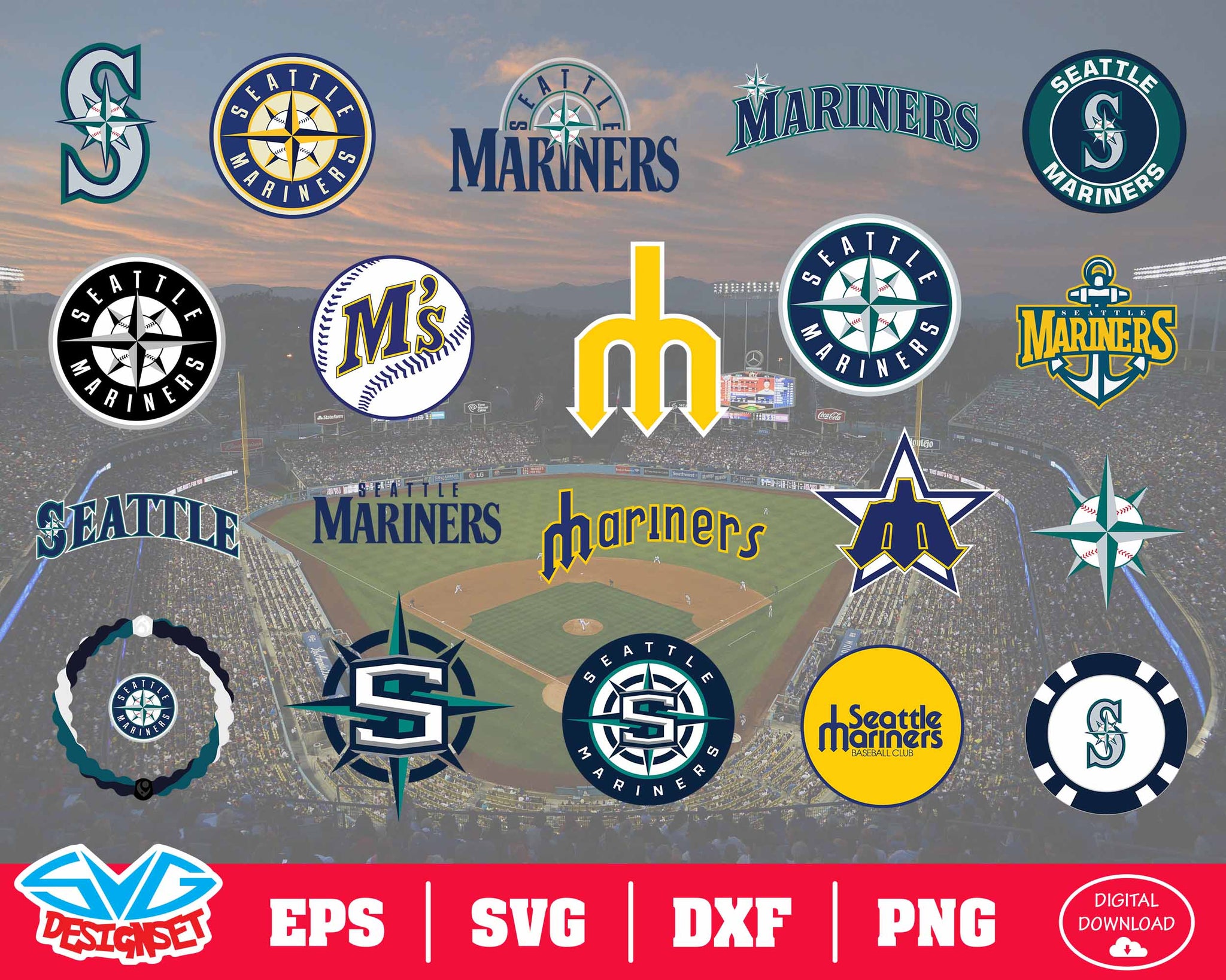 Seattle Mariners Team Svg, Dxf, Eps, Png, Clipart, Silhouette and Cutfiles - SVGDesignSets