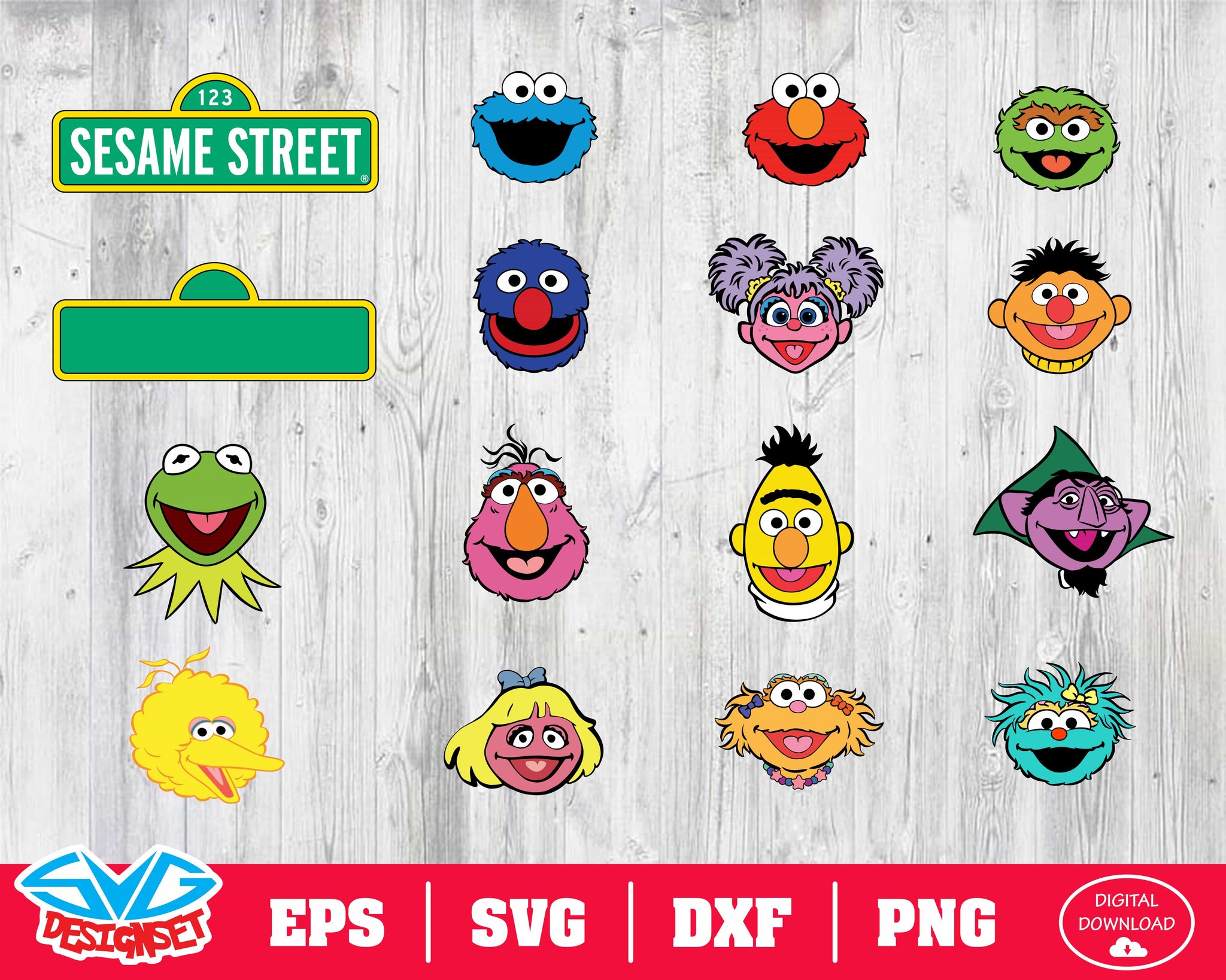 Sesame Street Svg, Dxf, Eps, Png, Clipart, Silhouette and Cutfiles #1 - SVGDesignSets