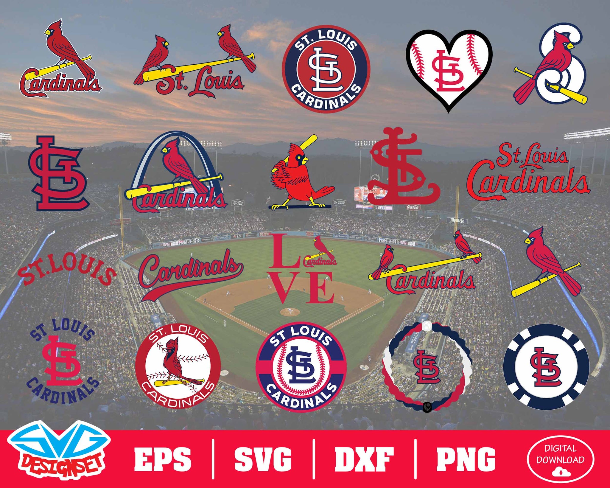 St. Louis Cardinals Team Svg, Dxf, Eps, Png, Clipart, Silhouette and C