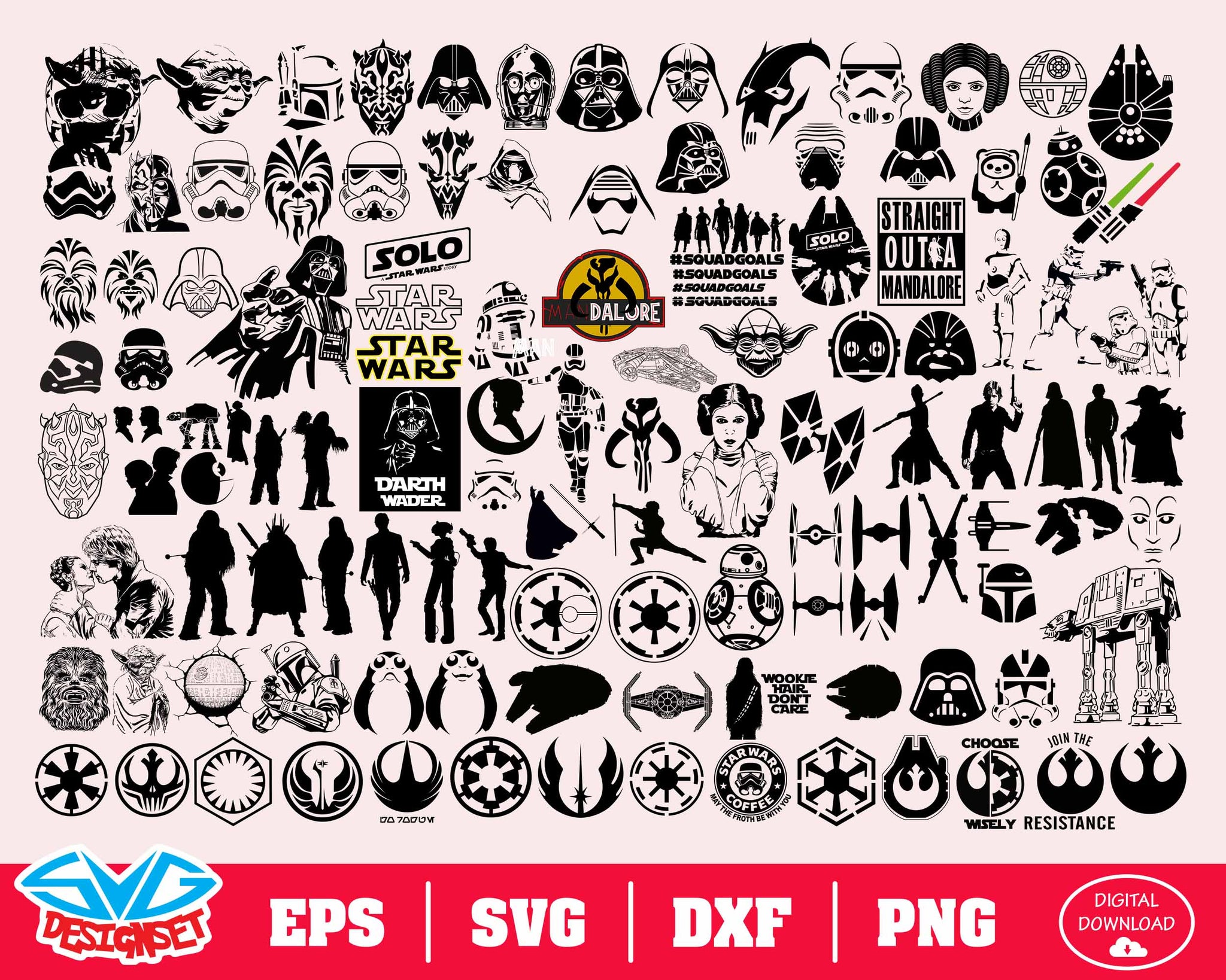 Starwar Svg, Dxf, Eps, Png, Clipart, Silhouette and Cutfiles - SVGDesignSets