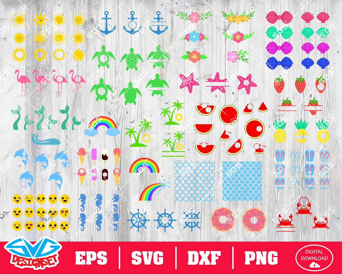Summer Bundle Svg, Dxf, Eps, Png, Clipart, Silhouette and Cutfiles #1
