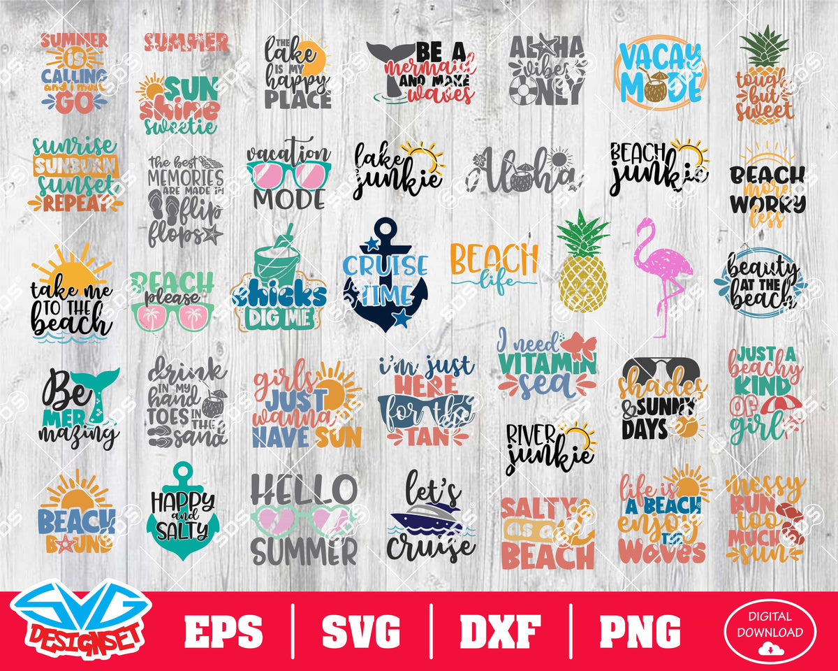 Summer Bundle Svg, Dxf, Eps, Png, Clipart, Silhouette and Cutfiles #2