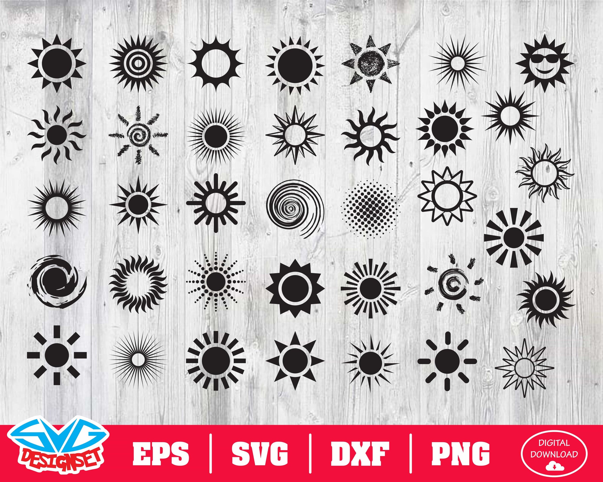 Sun icon Svg, Dxf, Eps, Png, Clipart, Silhouette and Cutfiles - SVGDesignSets