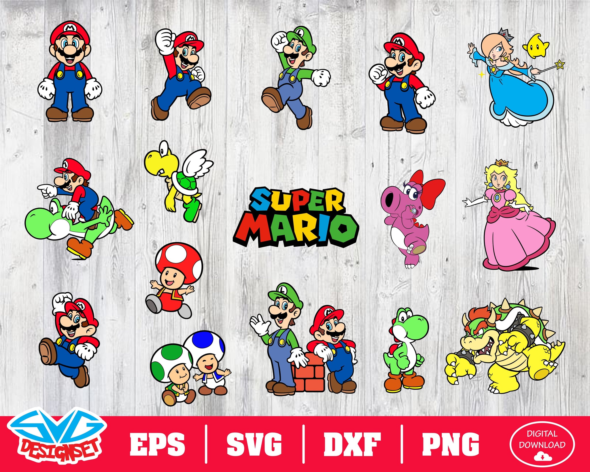 Super Mario Svg, Dxf, Eps, Png, Clipart, Silhouette and Cutfiles #1 - SVGDesignSets
