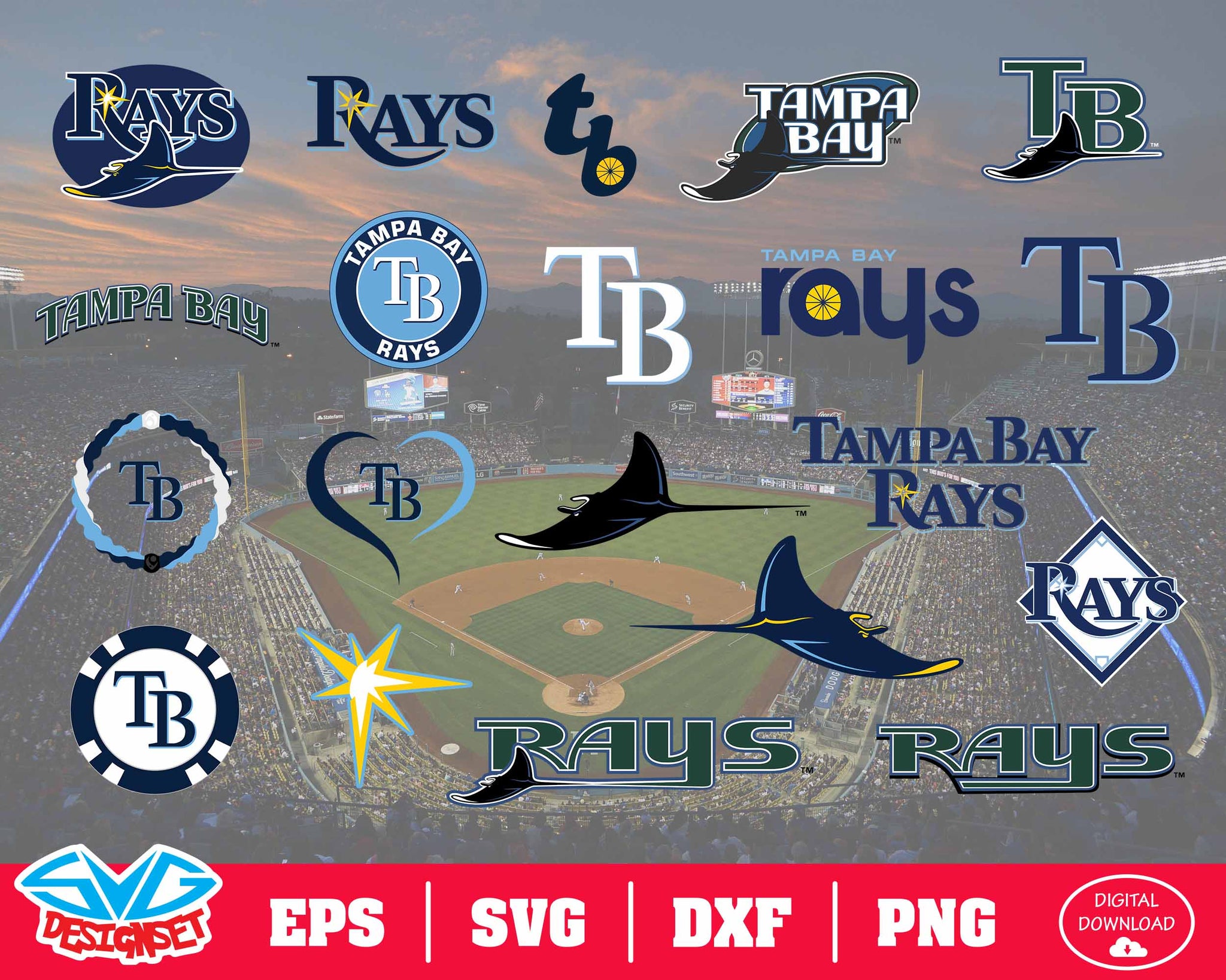 Tampa Bay Rays Team Svg, Dxf, Eps, Png, Clipart, Silhouette and Cutfiles - SVGDesignSets