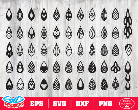 Teardrop Earrings Svg, Dxf, Eps, Png, Clipart, Silhouette and Cutfiles - SVGDesignSets