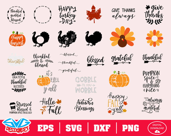 Thanksgiving Big Bundle Svg, Dxf, Eps, Png, Clipart, Silhouette and Cutfiles #1 - SVGDesignSets