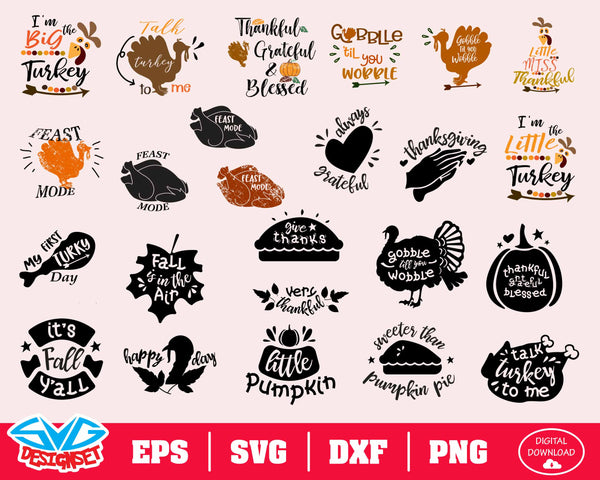 Thanksgiving Big Bundle Svg, Dxf, Eps, Png, Clipart, Silhouette and Cutfiles #2 - SVGDesignSets