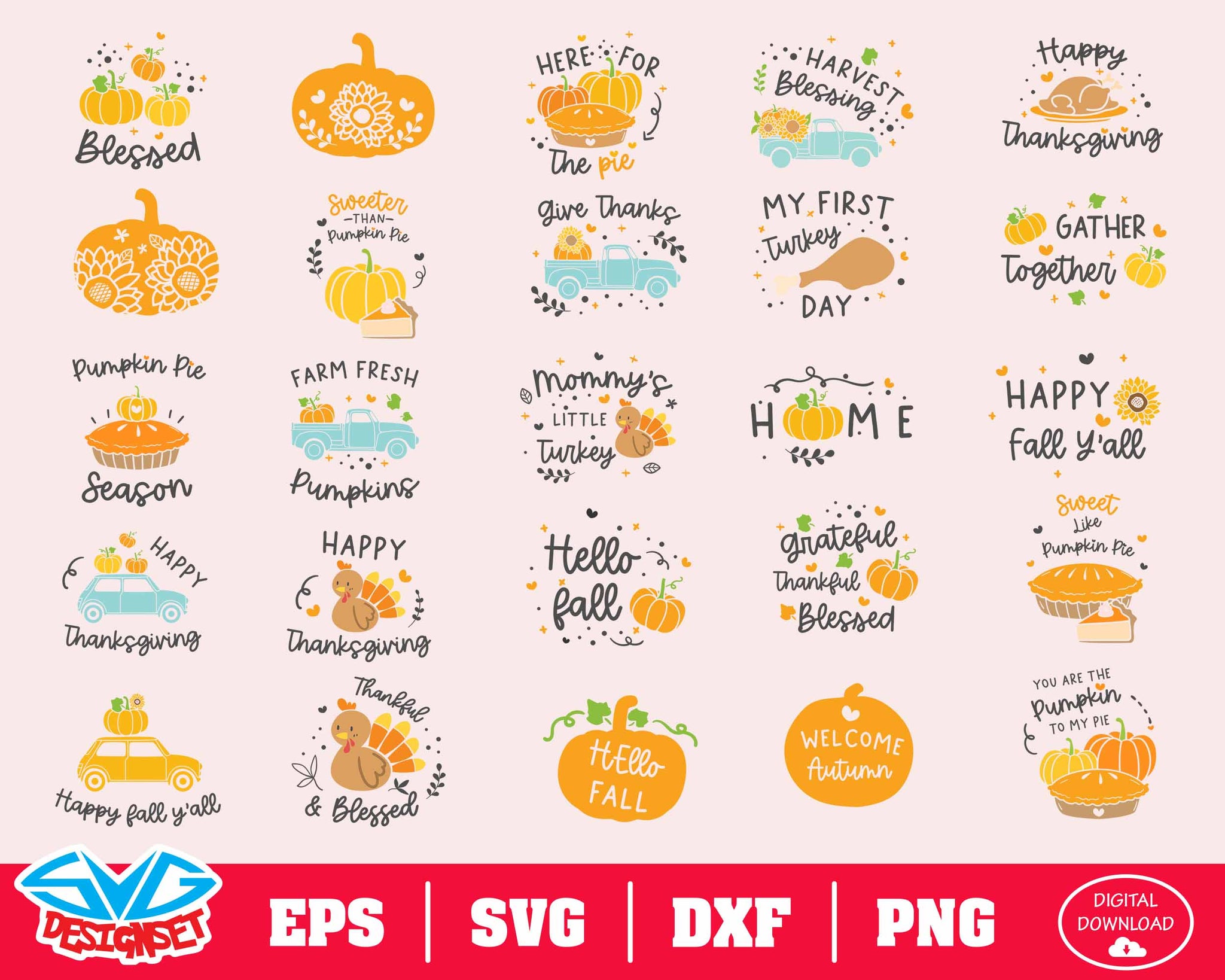 Thanksgiving Svg, Dxf, Eps, Png, Clipart, Silhouette and Cutfiles #2 - SVGDesignSets