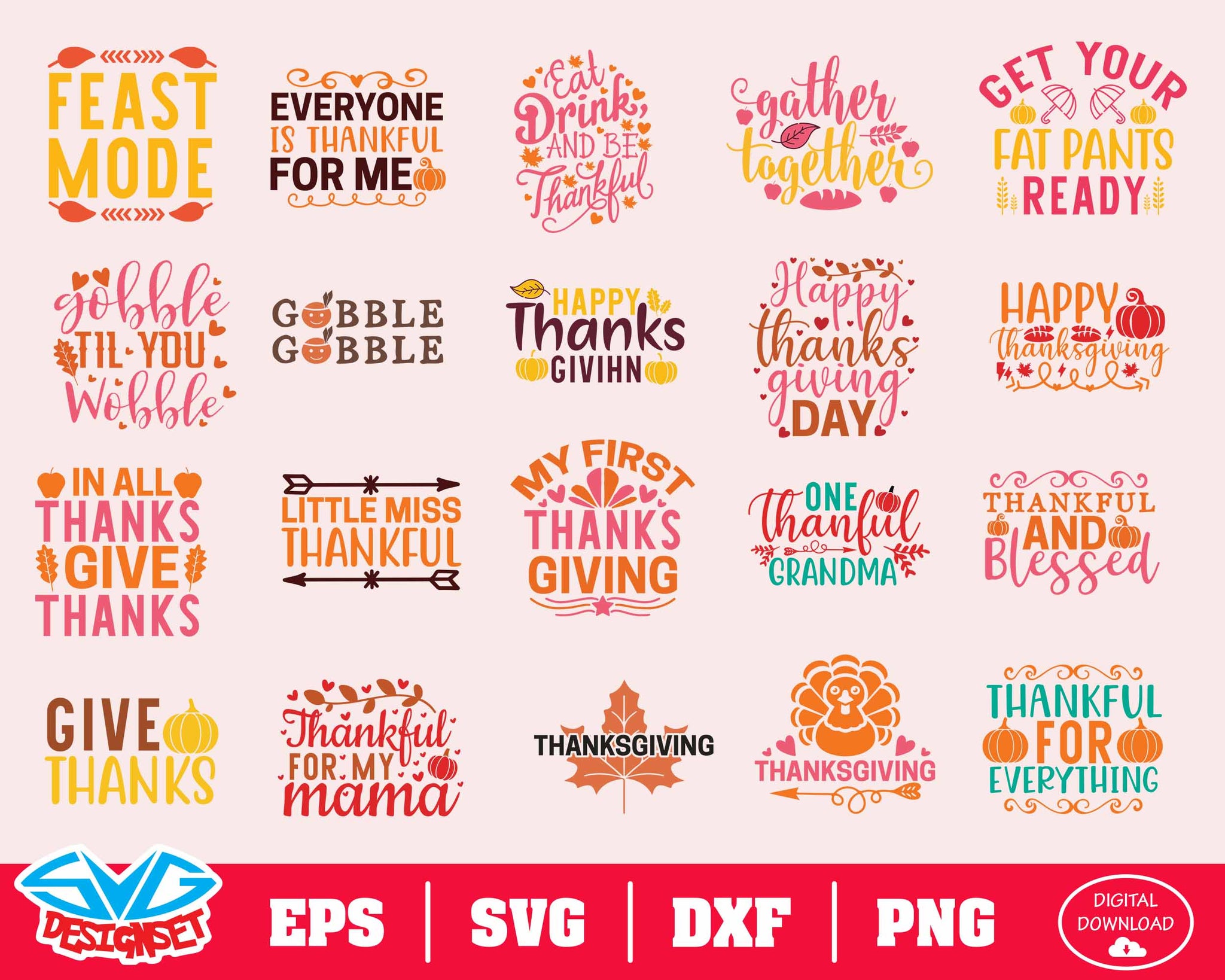 Thanksgiving Svg, Dxf, Eps, Png, Clipart, Silhouette and Cutfiles #5 - SVGDesignSets