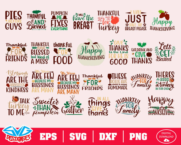Thanksgiving Big Bundle Svg, Dxf, Eps, Png, Clipart, Silhouette and Cutfiles #2 - SVGDesignSets