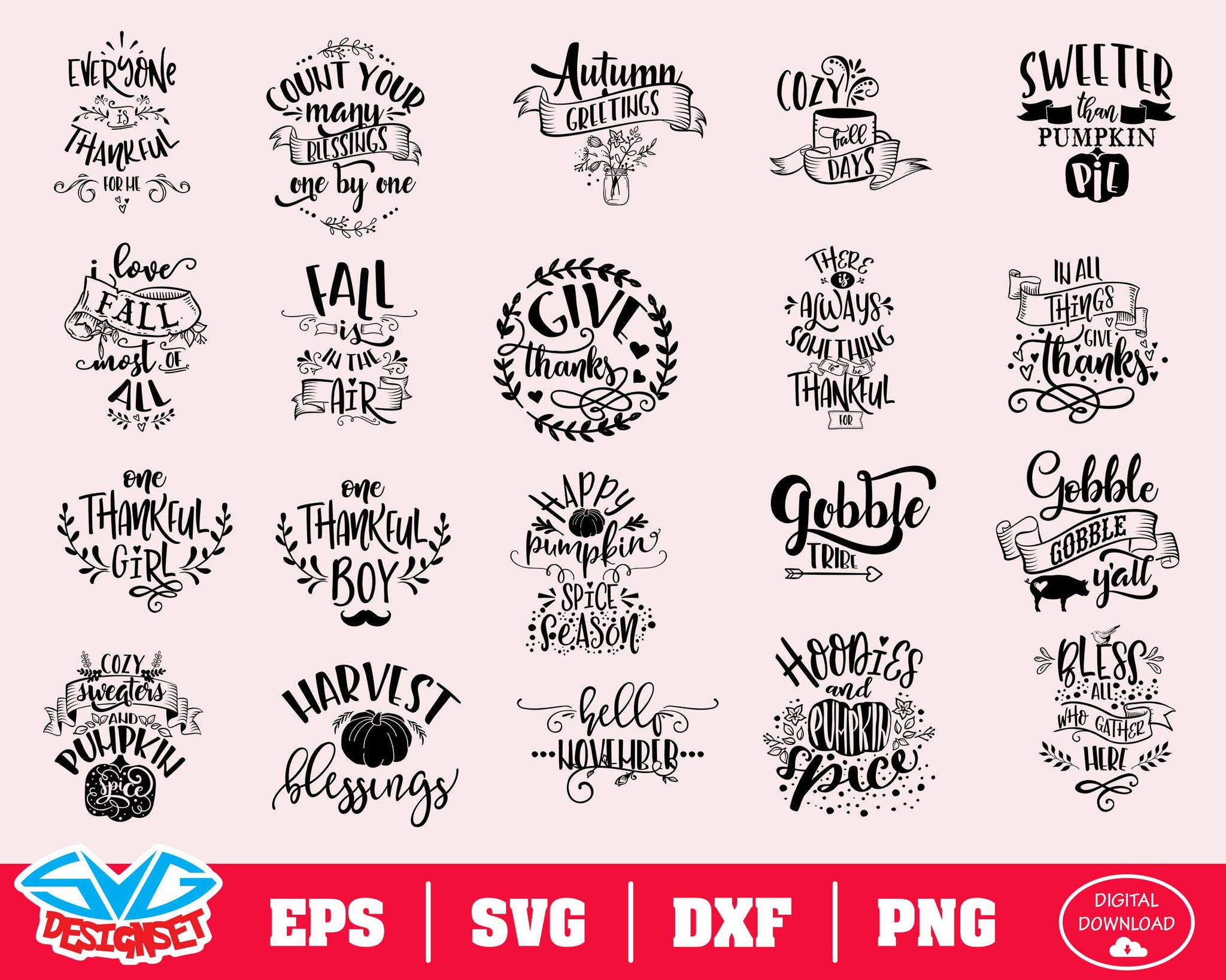 Thanksgiving Svg, Dxf, Eps, Png, Clipart, Silhouette and Cutfiles #6 - SVGDesignSets