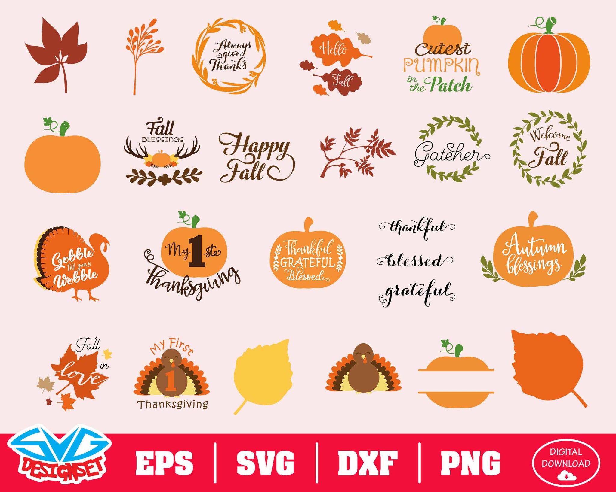 Thanksgiving Svg, Dxf, Eps, Png, Clipart, Silhouette and Cutfiles #3 - SVGDesignSets