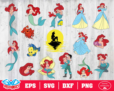 The Little Mermaid Svg, Dxf, Eps, Png, Clipart, Silhouette and Cutfiles #1 - SVGDesignSets