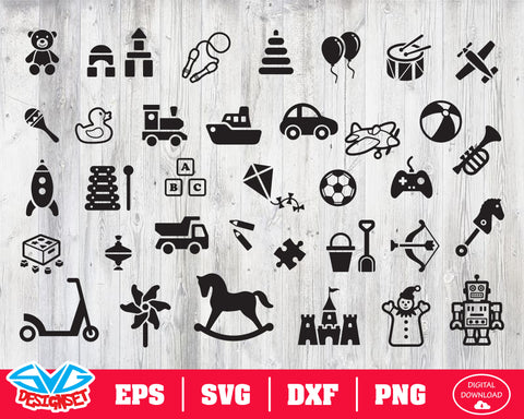Toy Icons Svg, Dxf, Eps, Png, Clipart, Silhouette and Cutfiles - SVGDesignSets