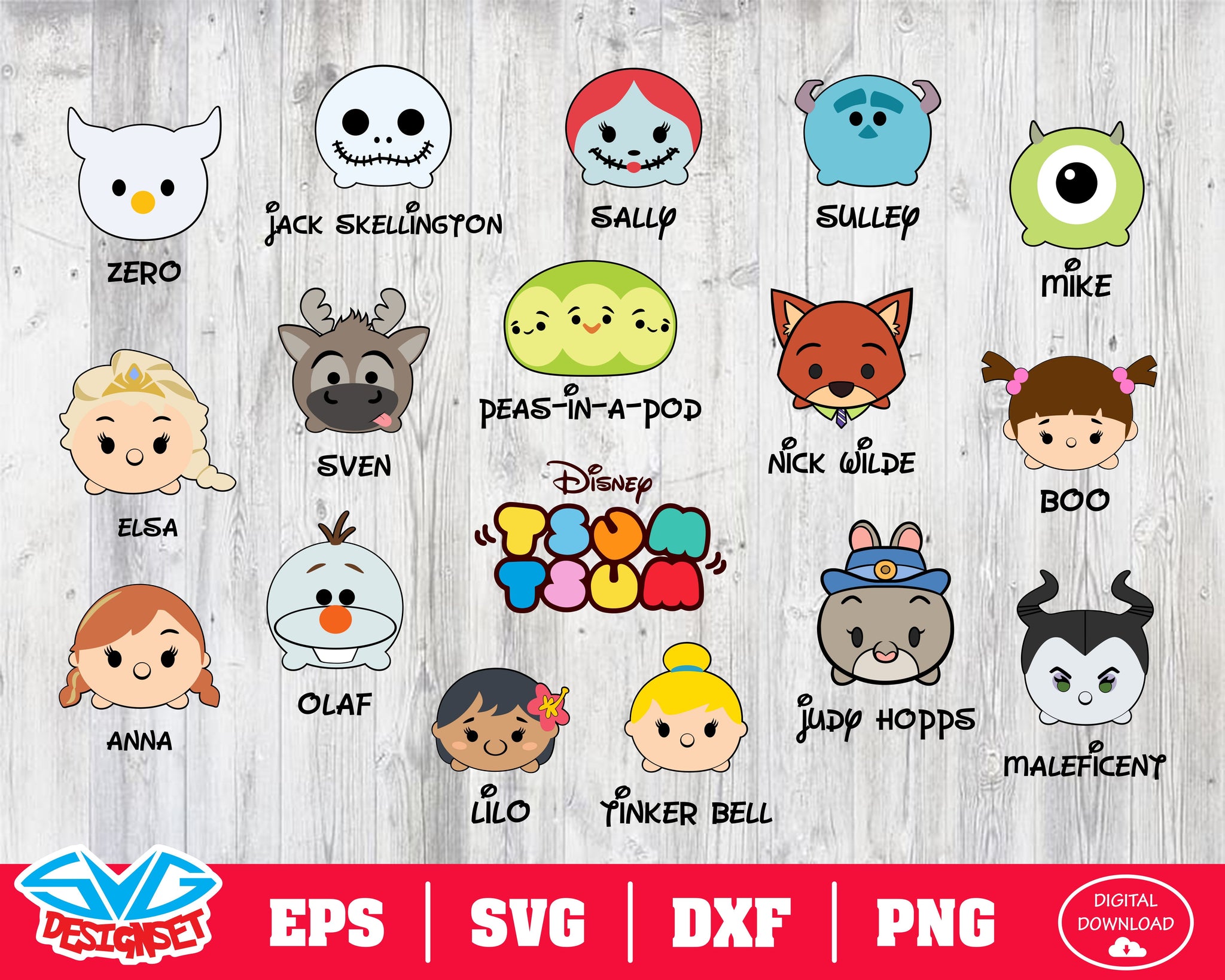 Tsum tsum Svg, Dxf, Eps, Png, Clipart, Silhouette and Cutfiles #4 - SVGDesignSets