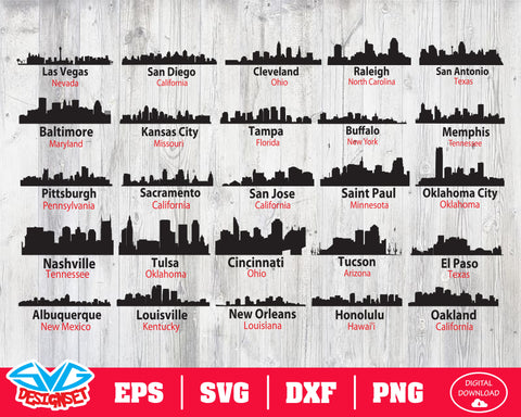 US Skyline Svg, Dxf, Eps, Png, Clipart, Silhouette and Cutfiles #2 - SVGDesignSets