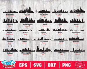 US Skyline Svg, Dxf, Eps, Png, Clipart, Silhouette and Cutfiles #1 - SVGDesignSets