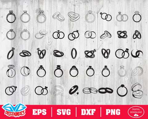 Wedding rings Svg, Dxf, Eps, Png, Clipart, Silhouette and Cutfiles - SVGDesignSets