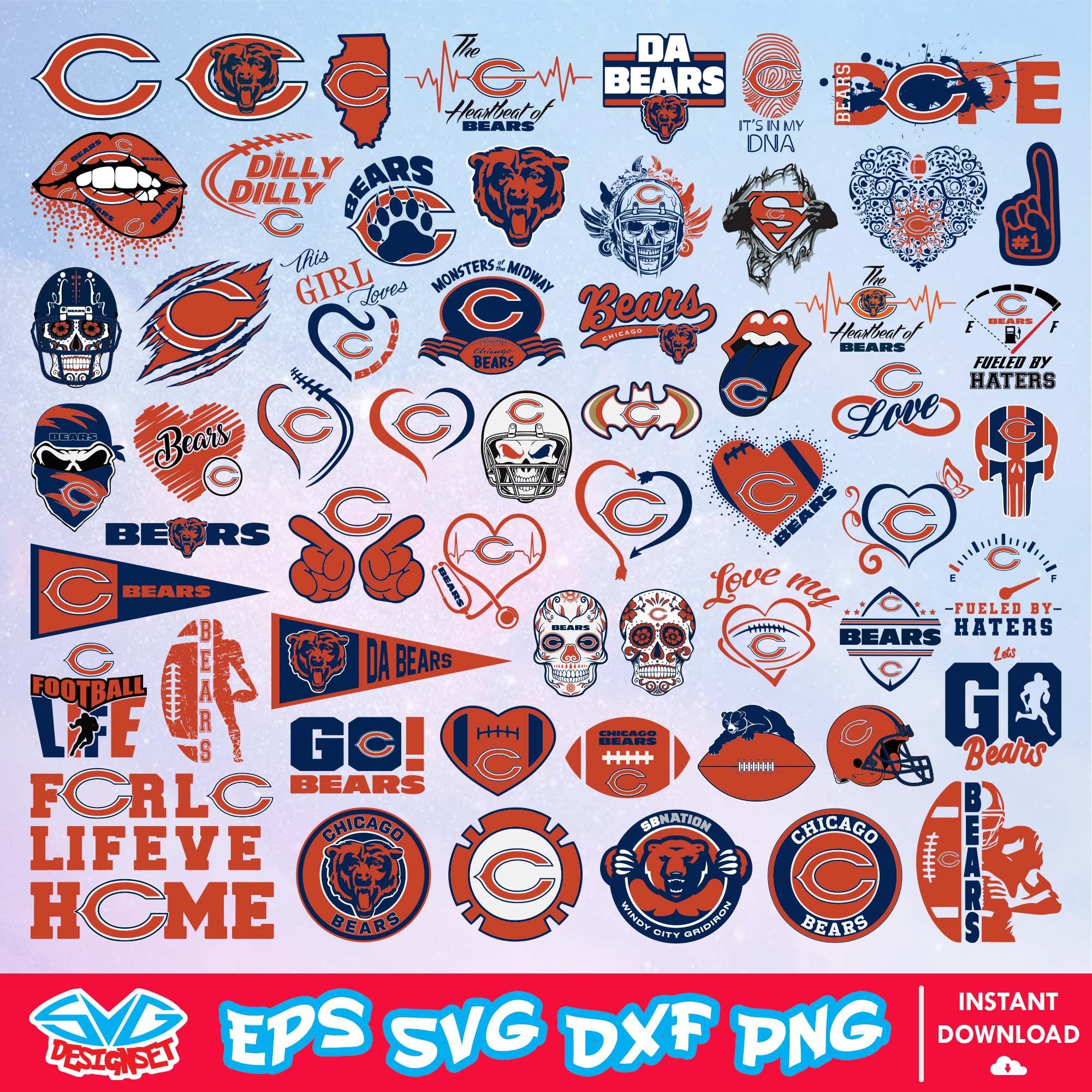 Chicago Bears Svg, National Football League Svg, NFL Svg, NFL Team Svg, American Football Svg, Sport Svg, Clipart, Cut Files, Cricut, Silhouette, Digital Download - SVGDesignSet